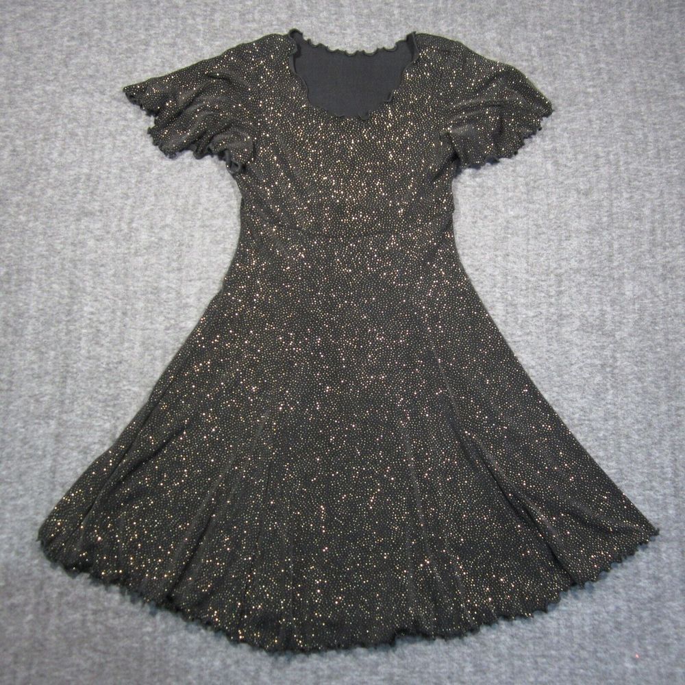 Vtg Rampage Metallic Fit Flare Dress 10 NYE Cocktail Party Shimmer Fairy Goth